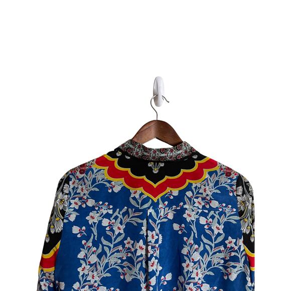 Alice + Olivia Willa Floral Print Blouse 100% Silk Womans Medium - Picture 9 of 16